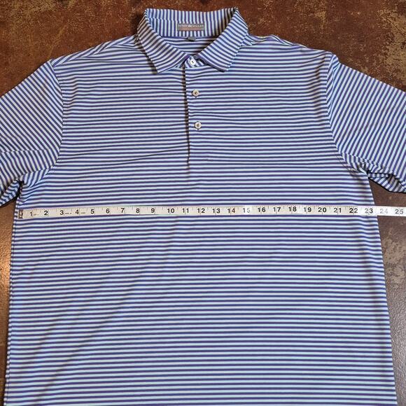 Peter Millar Summer Comfort Polo Shirt Men Large Purple Striped Performance Golf - Picture 8 of 9